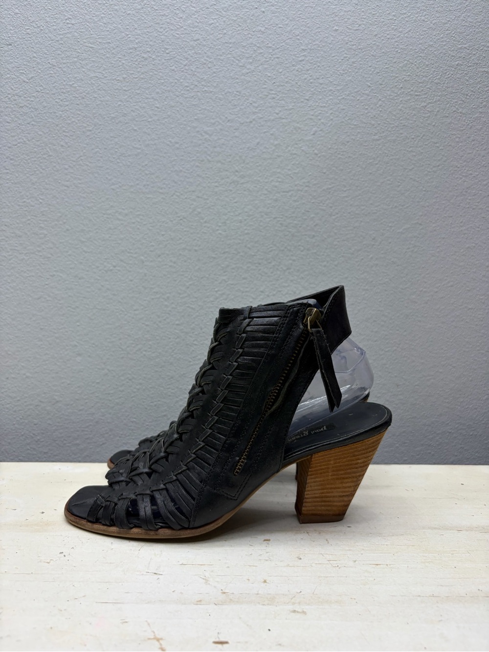 Paul Green Black Leather Miranda Heeled Sandals Size 6